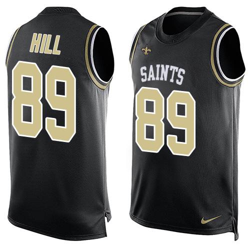 Nike Saints #89 Josh Hill Black Team Color Men's Stitched NFL Limited Tank Top Jersey - Click Image to Close
